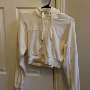 RSQ cropped zip up with hood cream size xs